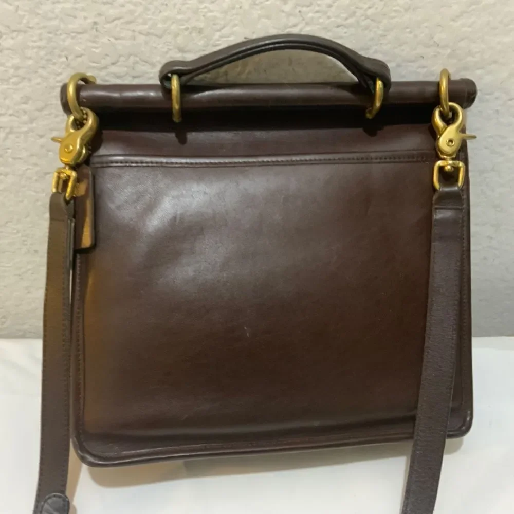 VTG COACH #9927 Willis Top Handle Satchel Leather Bag Mahogany Brown